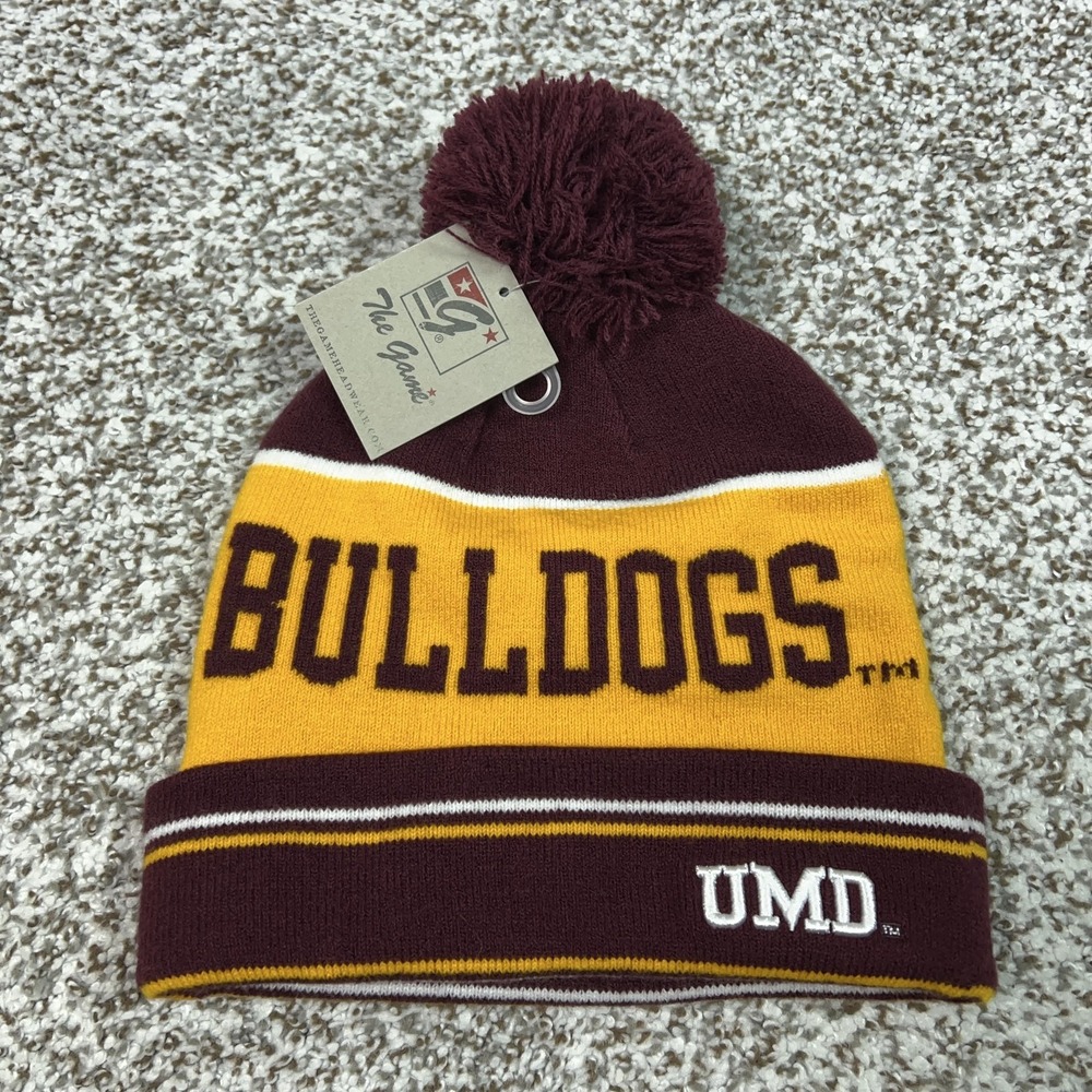 Minnesota Duluth Bulldogs Hat Beanie Mens One Size Maroon Gold The Game Pom‎